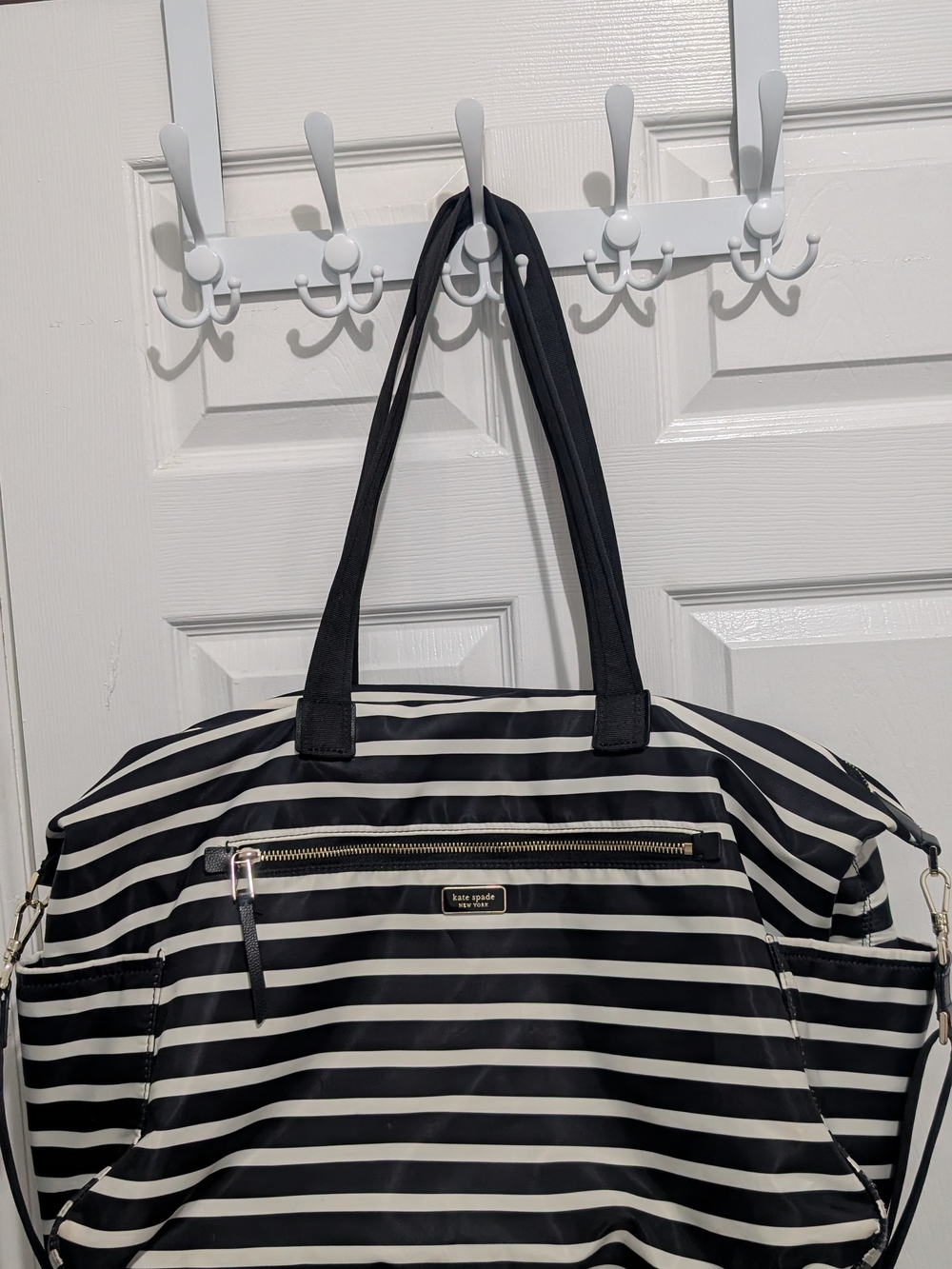 Kate Spade Black and White Striped Tote Bag